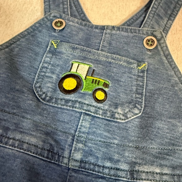 John Deere Infant Denim Short Overalls 🚜 - Picture 2 of 6